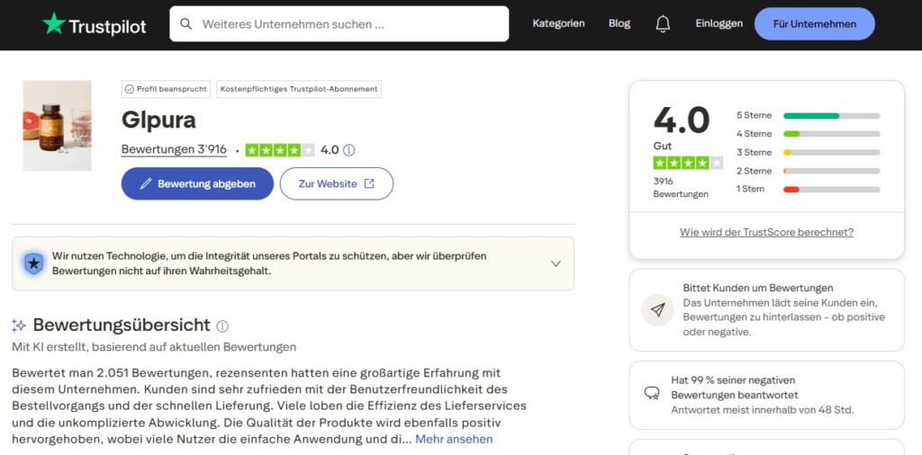 GLPura Trustpilot